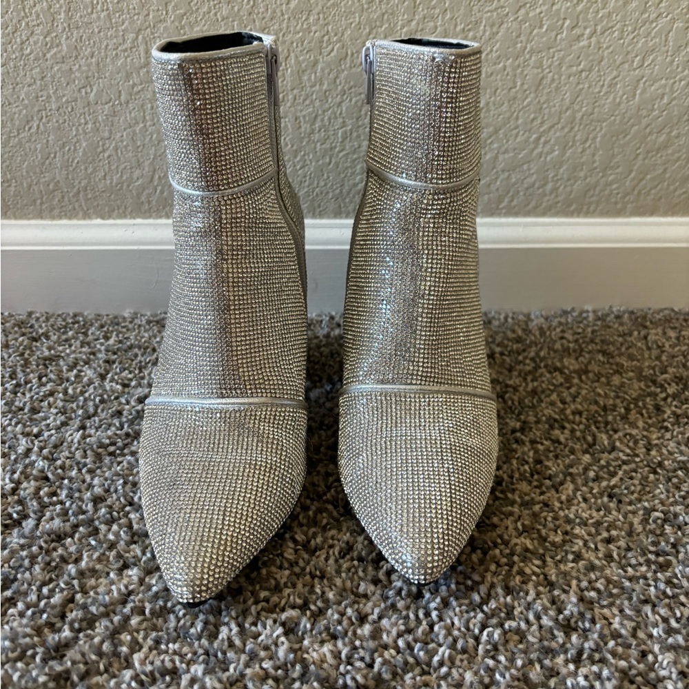 Size 6.5 silver rhinestone boots